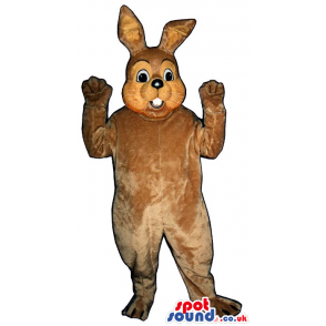 Cute All Brown Rabbit Plush Mascot With Funny Teeth - Custom