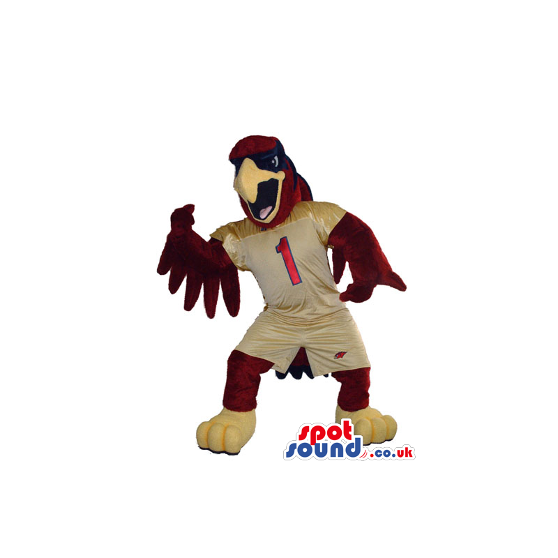 Furious Brown Eagle Bird Plush Mascot Wearing Brown Clothes -
