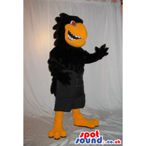 Customizable All Black Bird Plush Mascot With An Orange Beak -