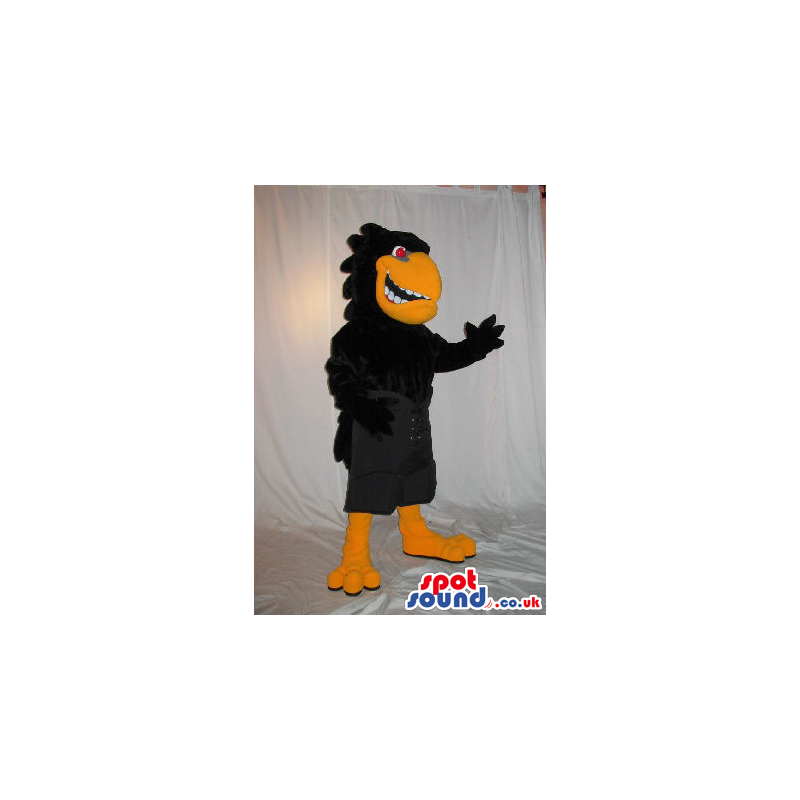 Customizable All Black Bird Plush Mascot With An Orange Beak -