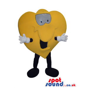 Cute Yellow Heart Plush Mascot With A Cartoon Face - Custom