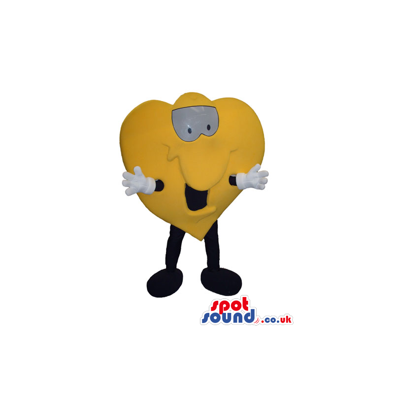 Cute Yellow Heart Plush Mascot With A Cartoon Face - Custom