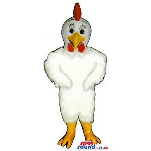 Customizable All White Chicken Plush Mascot With Cute Face -