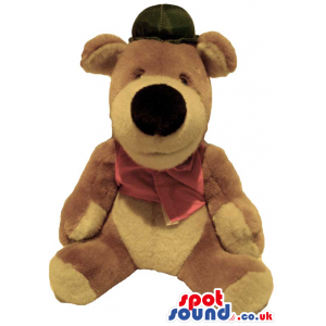 Teddy Bear Plush Mascot Gadget Wearing A Hat And Bow Tie -