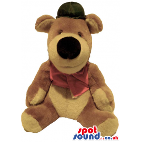 Teddy Bear Plush Mascot Gadget Wearing A Hat And Bow Tie -