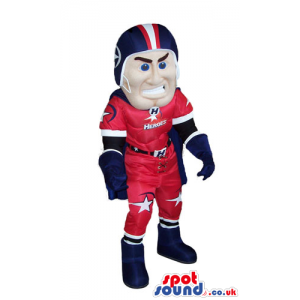 Realistic Human Mascot With Ice-Hockey Garments And Helmet -