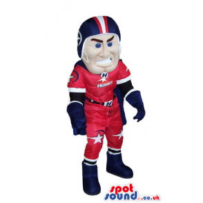 Realistic Human Mascot With Ice-Hockey Garments And Helmet -