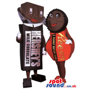 Two Funny Boy And Girl Hershey'S Chocolate Plush Mascots -