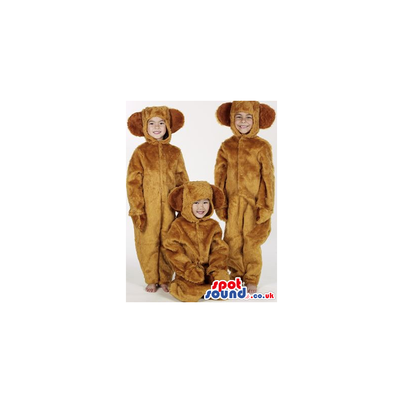Three Plain Brown Dog Children Size Plush Costumes - Custom