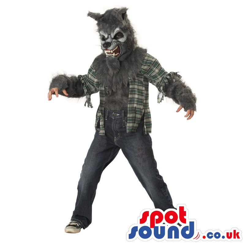 Scary Werewolf Halloween Adult Costume With A Ripped Shirt -