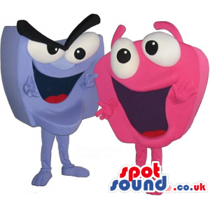 Two Funny Purple And Pink Chewing Gum Plush Mascots - Custom