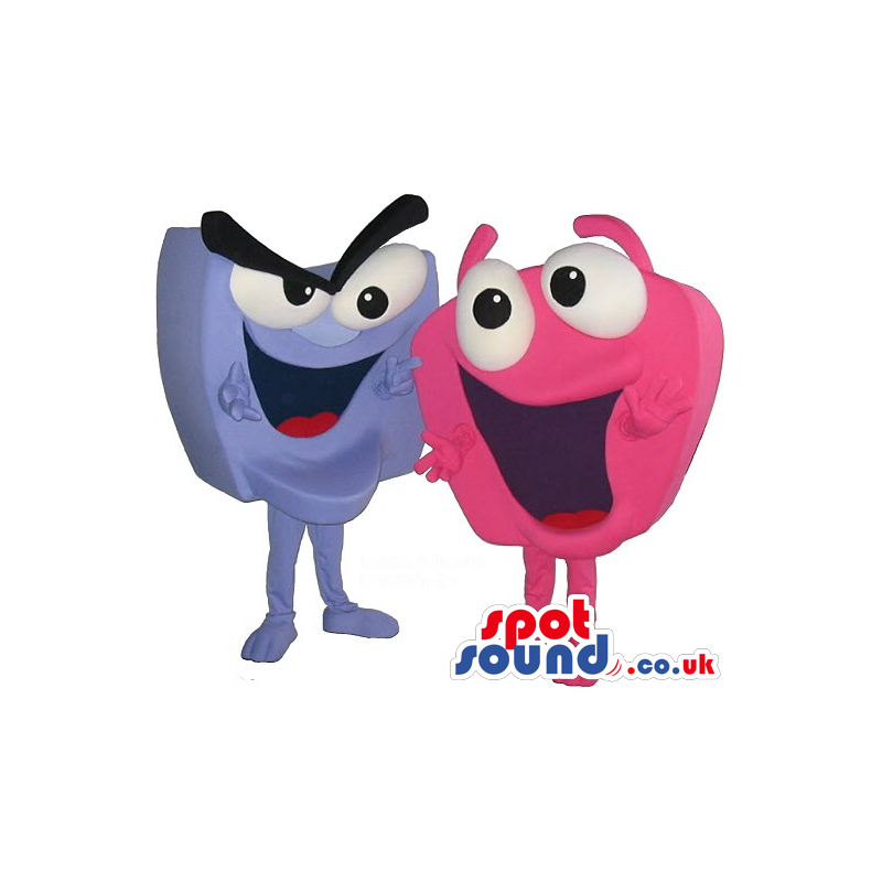 Two Funny Purple And Pink Chewing Gum Plush Mascots - Custom