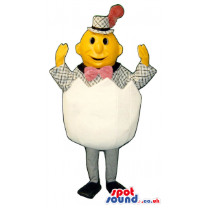 Man In A Hatched Egg Plush Mascot Wearing Checked Clothes -