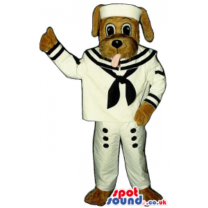 Customizable Brown Dog Plush Mascot Wearing Sailor Clothes -