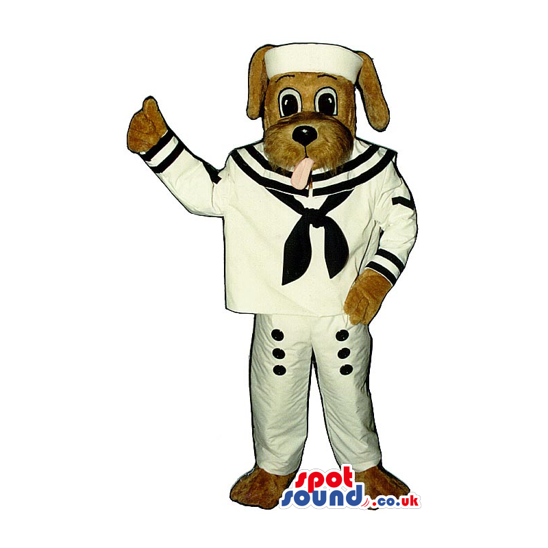 Customizable Brown Dog Plush Mascot Wearing Sailor Clothes -