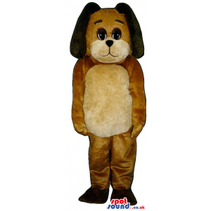Customizable Cute Brown Dog Plush Mascot With A Beige Belly -