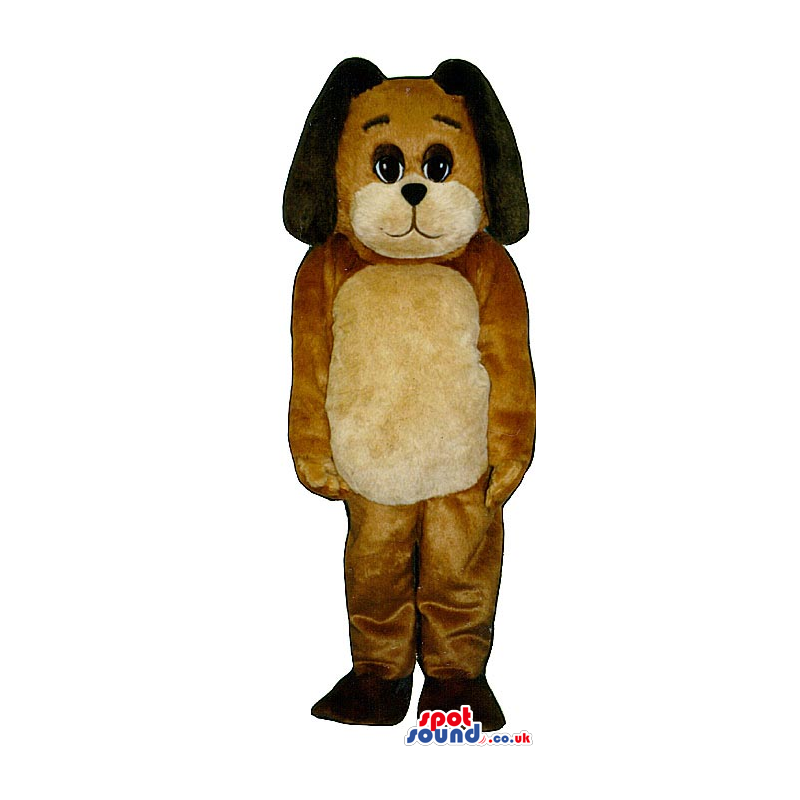 Customizable Cute Brown Dog Plush Mascot With A Beige Belly -