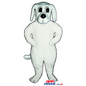 Cute Customizable Cute All White Dog Plush Mascot With Black