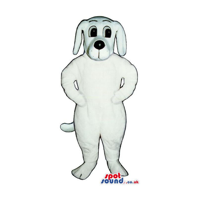 Cute Customizable Cute All White Dog Plush Mascot With Black