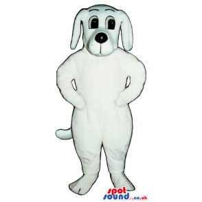 Cute Customizable Cute All White Dog Plush Mascot With Black