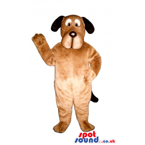 Cute Brown Dog Plush Mascot With Black Ears And White Eye