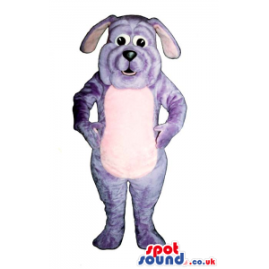 Customizable Cute Purple Dog Plush Mascot With A Pink Bell -