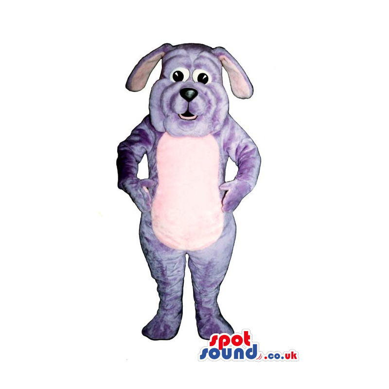 Customizable Cute Purple Dog Plush Mascot With A Pink Bell -