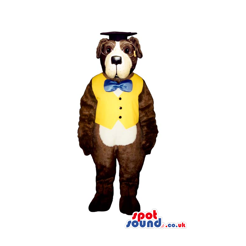 Customizable Cute Brown Dog Plush Mascot Wearing Teacher