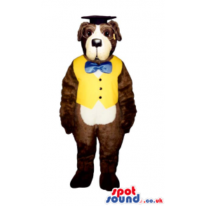 Customizable Cute Brown Dog Plush Mascot Wearing Teacher