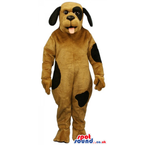 Customizable Cute Brown Dog Plush Mascot With Black Spots -