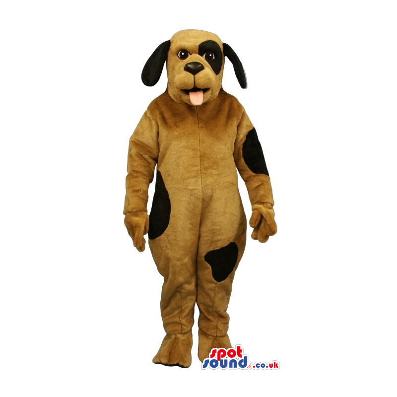 Customizable Cute Brown Dog Plush Mascot With Black Spots -
