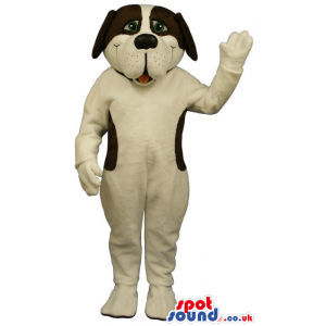 Customizable Cute White Dog Plush Mascot With Black Spots -