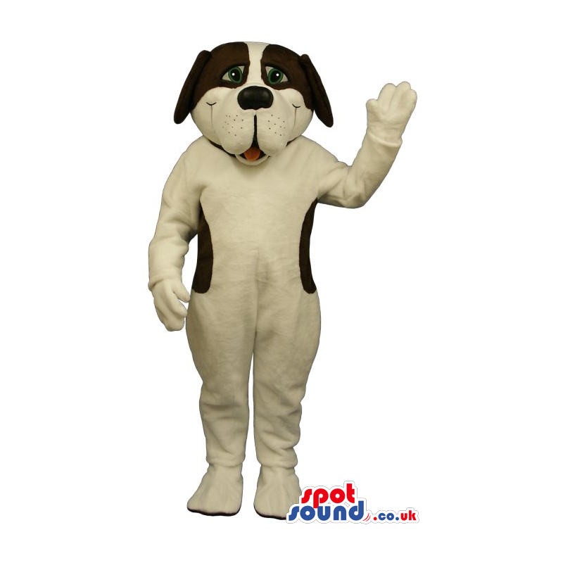 Customizable Cute White Dog Plush Mascot With Black Spots -