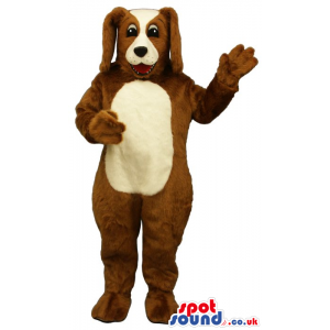 Customizable Cute Brown Dog Plush Mascot With White Belly -