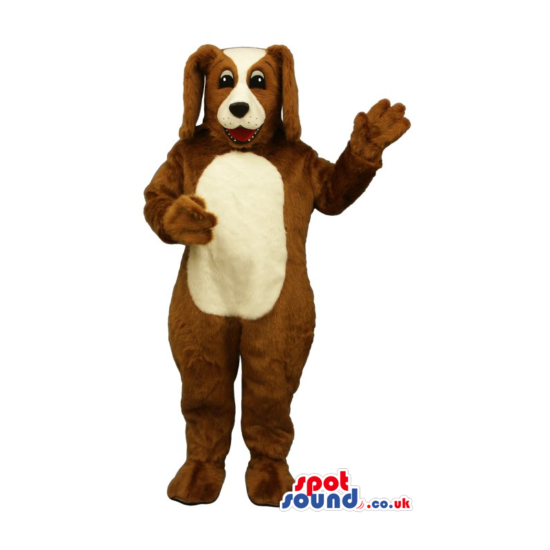 Customizable Cute Brown Dog Plush Mascot With White Belly -