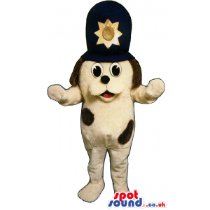Customizable Cute Dog Plush Mascot Wearing A Big Police Hat -