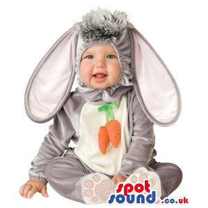 Very Cute Grey Bunny Baby Size Costume With Carrots - Custom