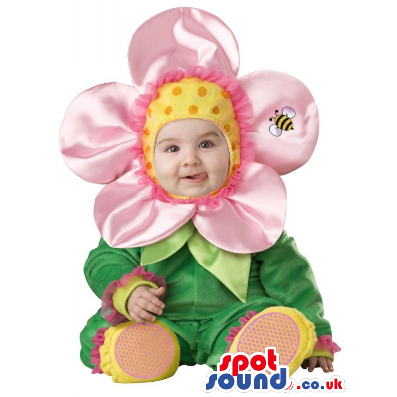 Very Cute Pink Flower Baby Size Costume With A Bee - Custom