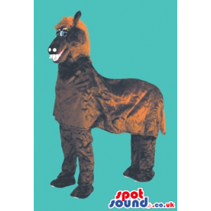 Funny All Dark Brown Horse Plush Mascot On All-Fours - Custom