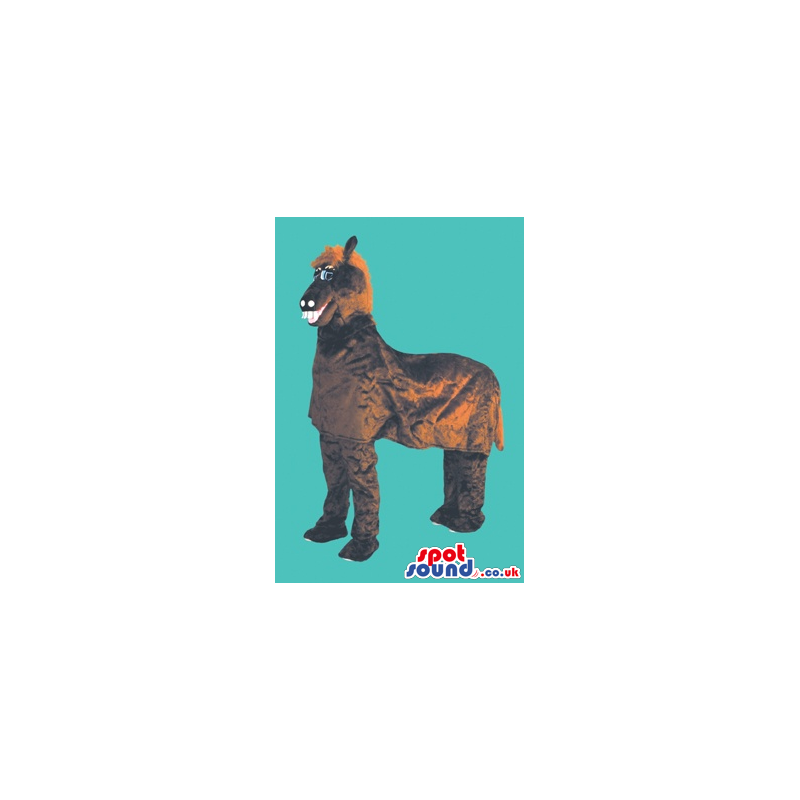 Funny All Dark Brown Horse Plush Mascot On All-Fours - Custom