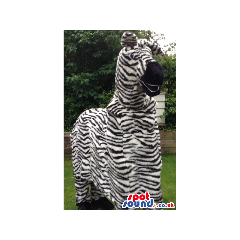 Customizable Zebra Animal Plush Mascot On All-Fours - Custom