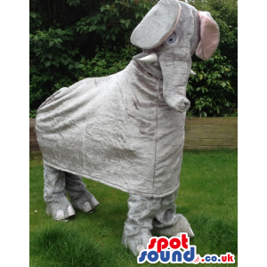 All Grey Elephant Jungle Animal Mascot On All-Fours - Custom