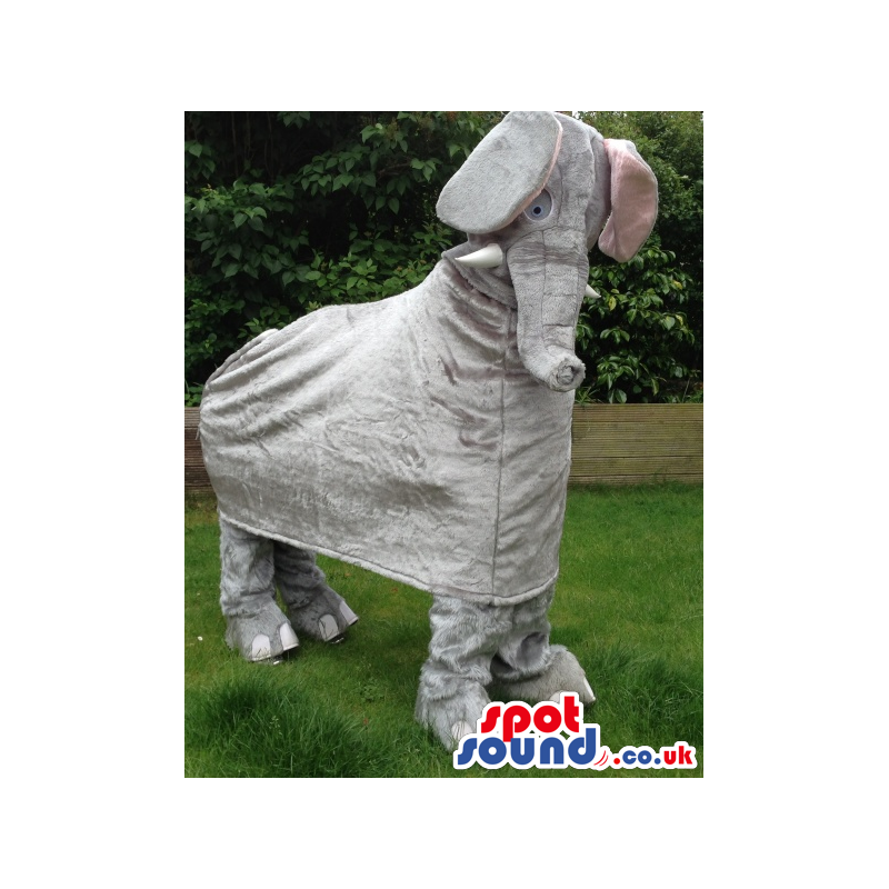 All Grey Elephant Jungle Animal Mascot On All-Fours - Custom