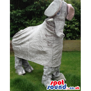 All Grey Elephant Jungle Animal Mascot On All-Fours - Custom