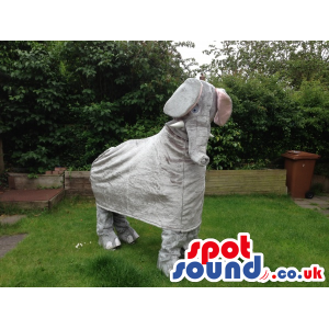 All Grey Elephant Jungle Animal Mascot On All-Fours - Custom