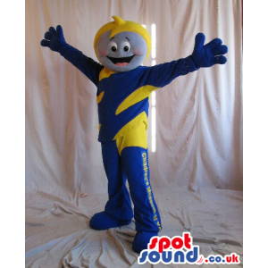 Fantasy Yellow And Blue Plush Mascot With Happy Face - Custom