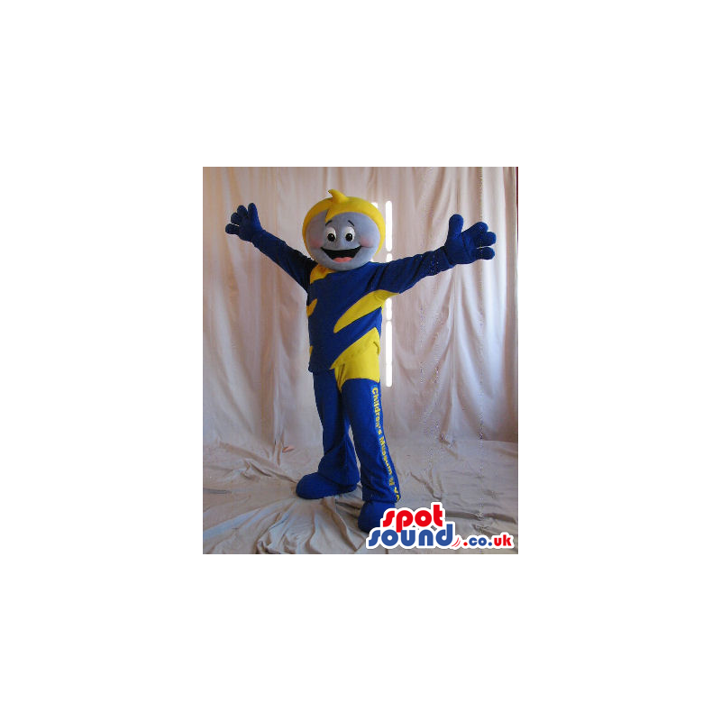 Fantasy Yellow And Blue Plush Mascot With Happy Face - Custom