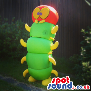 Cute Green And Red Caterpillar Bug Plush Mascot With Funny Legs