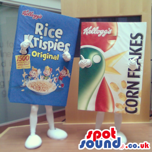 Two Kellogg'S Rice And Corn Flakes Cereal Box Mascots - Custom