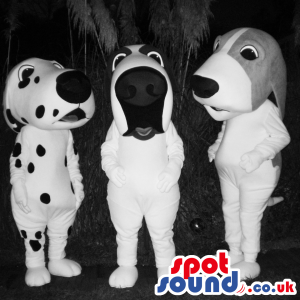 Three Different White And Black Dog Pet Plush Mascots - Custom